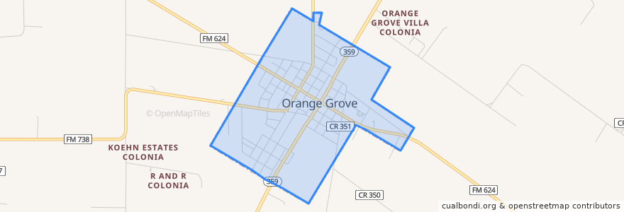 Mapa de ubicacion de Orange Grove.