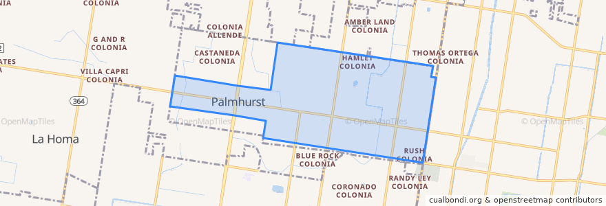 Mapa de ubicacion de Palmhurst.