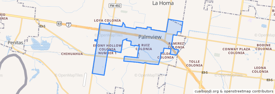 Mapa de ubicacion de Palmview.