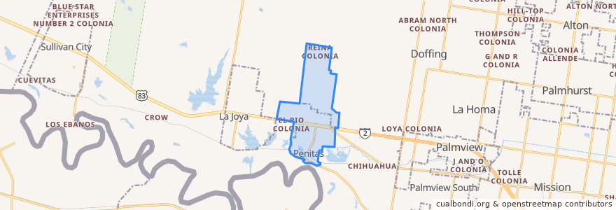Mapa de ubicacion de Penitas.