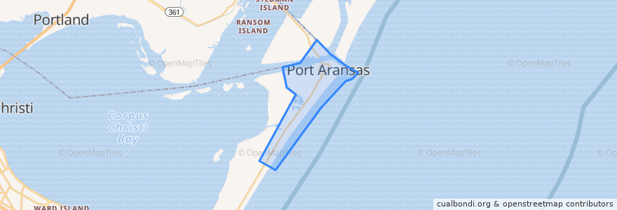 Mapa de ubicacion de Port Aransas.