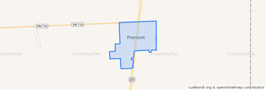 Mapa de ubicacion de Premont.