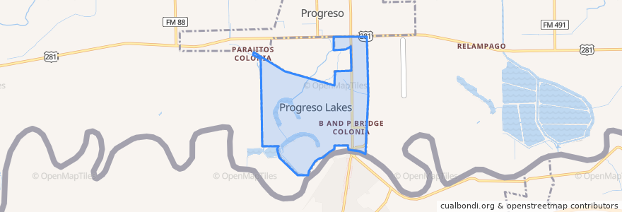 Mapa de ubicacion de Progreso Lakes.