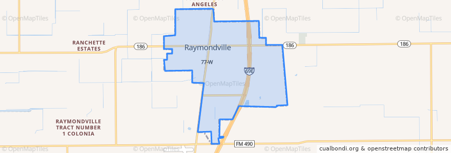 Mapa de ubicacion de Raymondville.