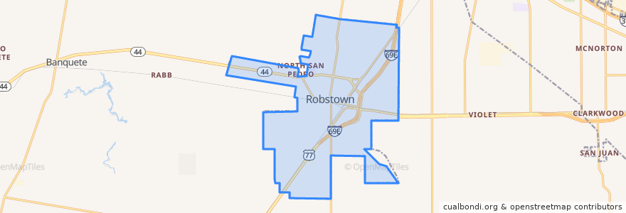 Mapa de ubicacion de Robstown.