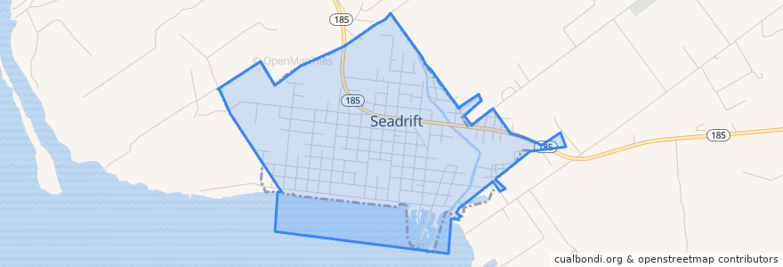 Mapa de ubicacion de Seadrift.