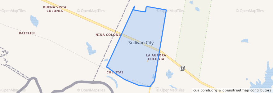 Mapa de ubicacion de Sullivan City.