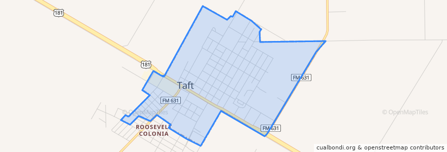 Mapa de ubicacion de Taft.
