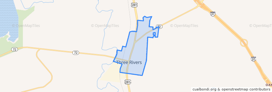Mapa de ubicacion de Three Rivers.