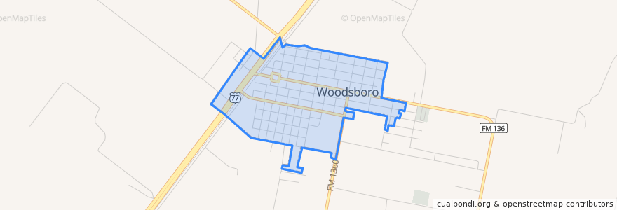 Mapa de ubicacion de Woodsboro.