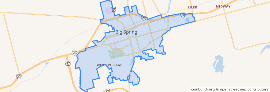 Mapa de ubicacion de Big Spring.