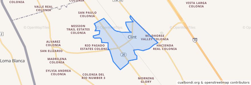 Mapa de ubicacion de Clint.