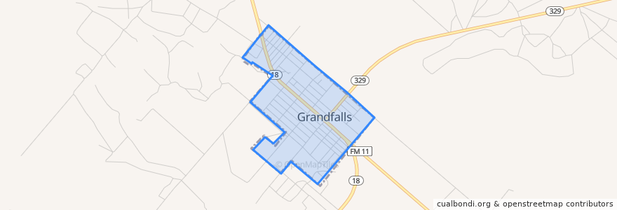 Mapa de ubicacion de Grandfalls.