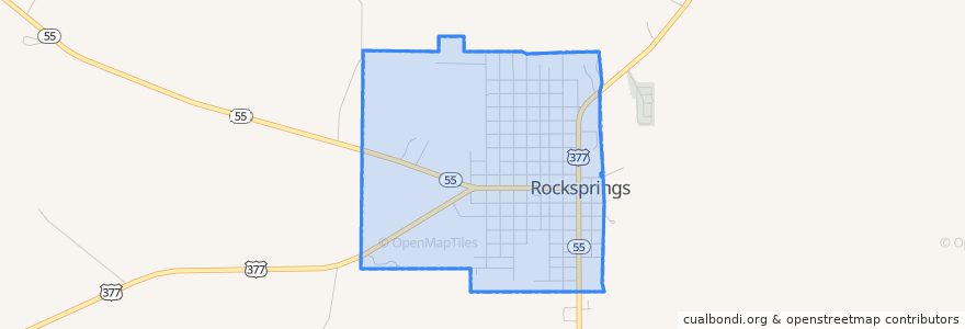 Mapa de ubicacion de Rocksprings.