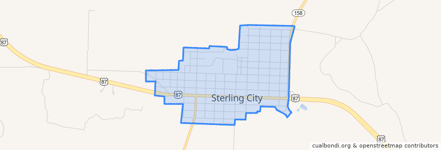 Mapa de ubicacion de Sterling City.