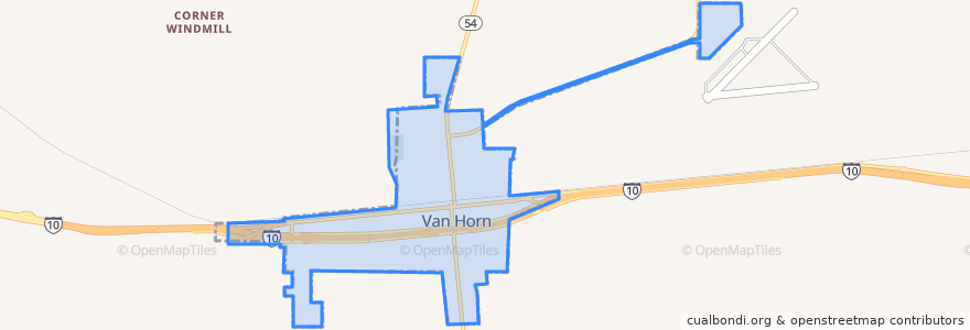 Mapa de ubicacion de Van Horn.