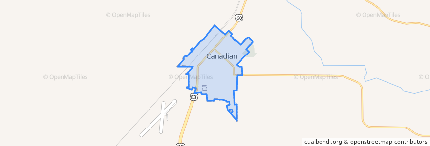 Mapa de ubicacion de Canadian.