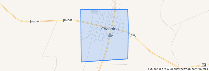 Mapa de ubicacion de Channing.