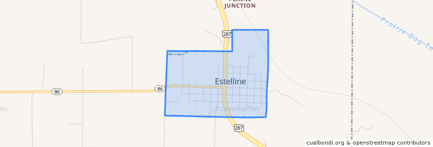 Mapa de ubicacion de Estelline.