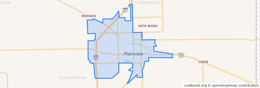 Mapa de ubicacion de Plainview.