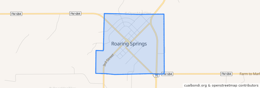 Mapa de ubicacion de Roaring Springs.