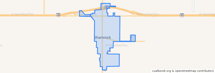 Mapa de ubicacion de Shamrock.