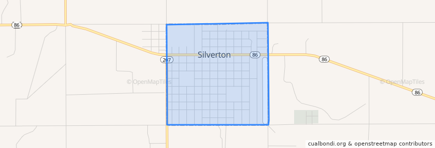 Mapa de ubicacion de Silverton.