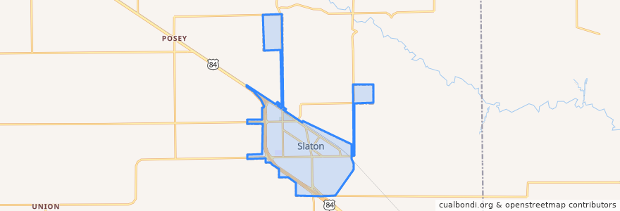 Mapa de ubicacion de Slaton.