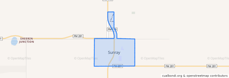Mapa de ubicacion de Sunray.