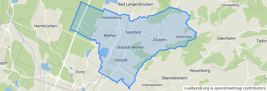 Mapa de ubicacion de Ubstadt-Weiher.