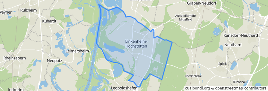 Mapa de ubicacion de Linkenheim-Hochstetten.