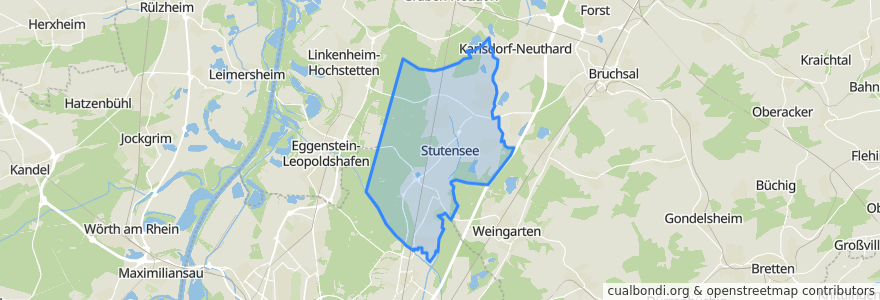 Mapa de ubicacion de Stutensee.