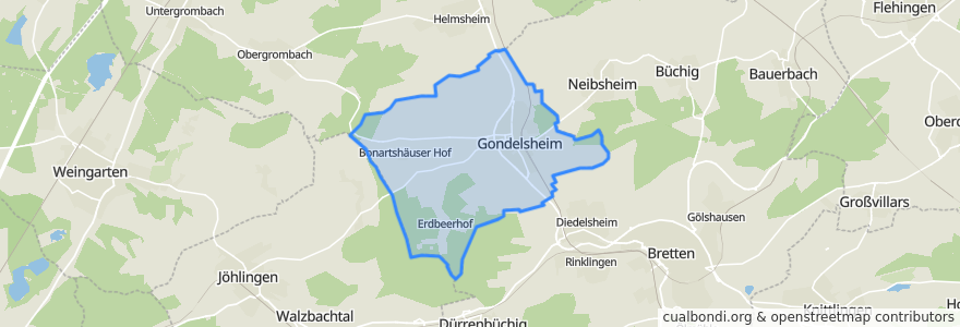 Mapa de ubicacion de Gondelsheim.