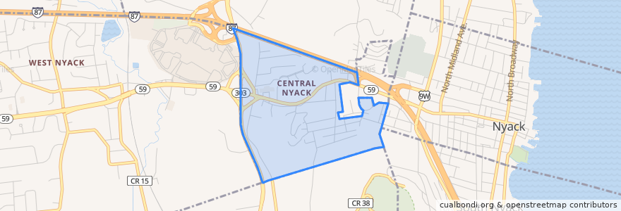 Mapa de ubicacion de Central Nyack.