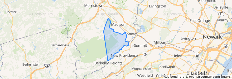 Mapa de ubicacion de Chatham Township.