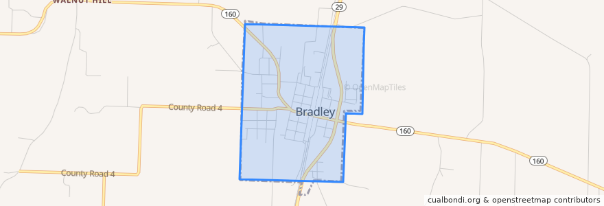 Mapa de ubicacion de Bradley.