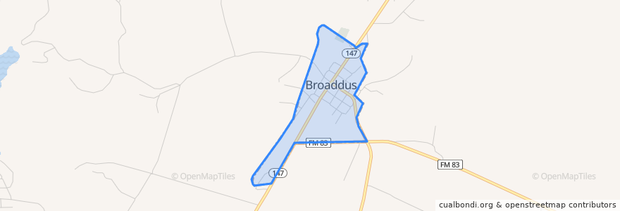 Mapa de ubicacion de Broaddus.