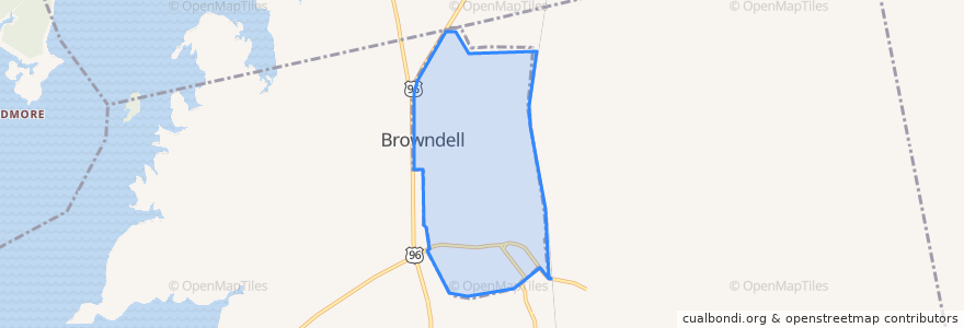 Mapa de ubicacion de Browndell.