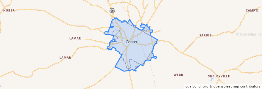 Mapa de ubicacion de Center.
