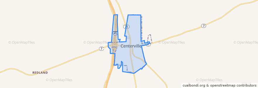 Mapa de ubicacion de Centerville.