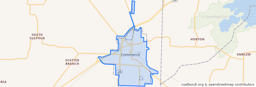 Mapa de ubicacion de Commerce.