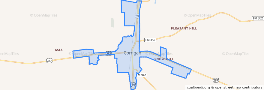 Mapa de ubicacion de Corrigan.