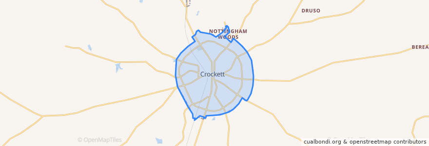 Mapa de ubicacion de Crockett.