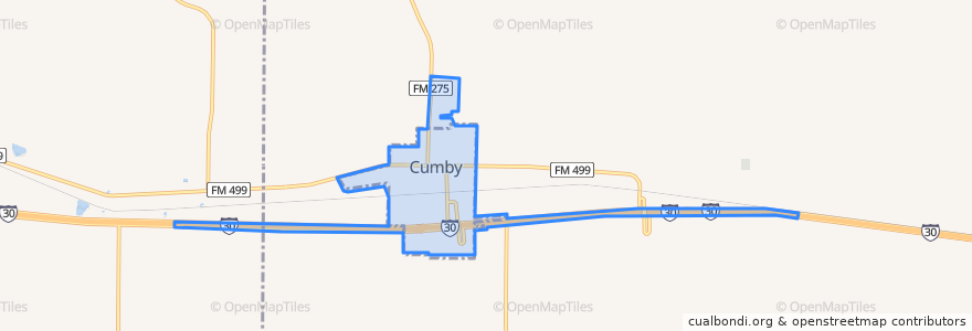 Mapa de ubicacion de Cumby.