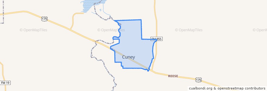 Mapa de ubicacion de Cuney.