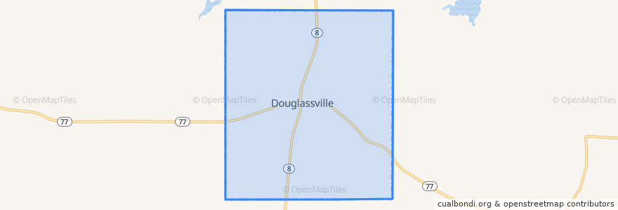 Mapa de ubicacion de Douglassville.