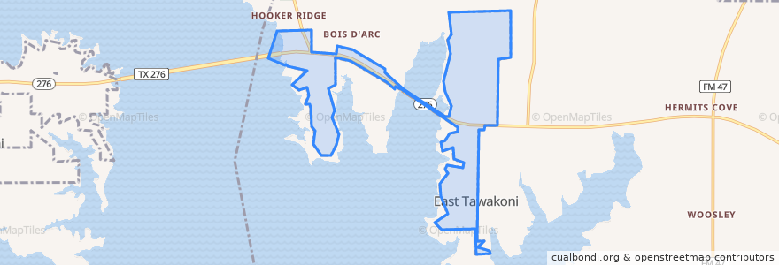 Mapa de ubicacion de East Tawakoni.