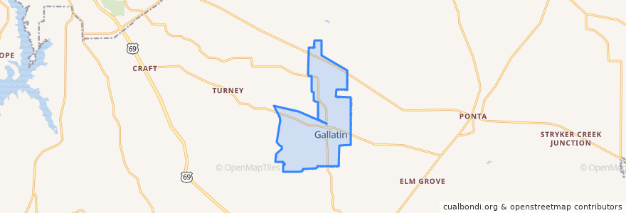 Mapa de ubicacion de Gallatin.