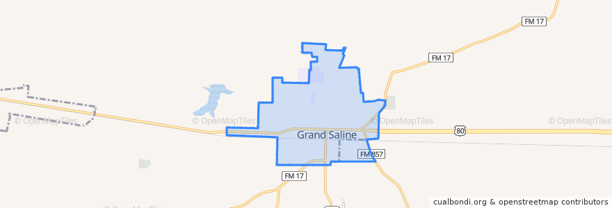 Mapa de ubicacion de Grand Saline.