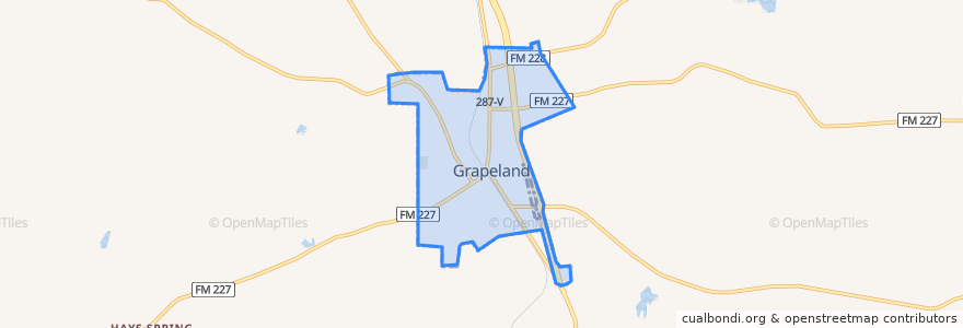 Mapa de ubicacion de Grapeland.